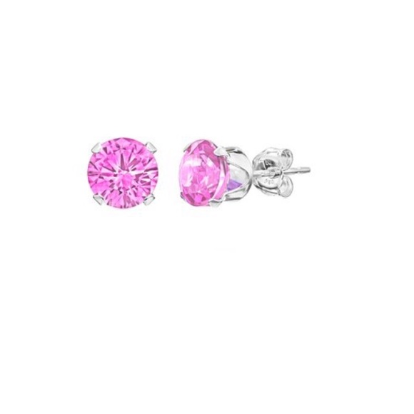 NWT lab created pink sapphire and sterling silver studs - Picture 1 of 2